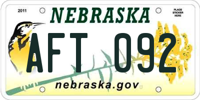 NE license plate AFT092