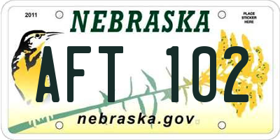 NE license plate AFT102