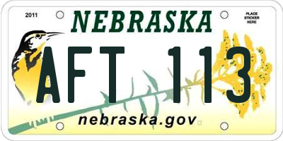 NE license plate AFT113