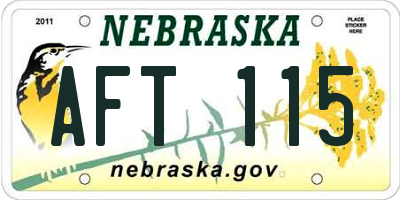 NE license plate AFT115