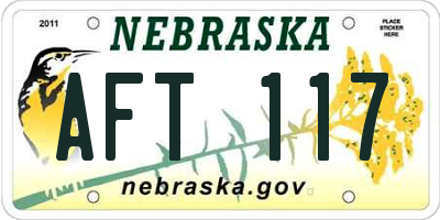 NE license plate AFT117