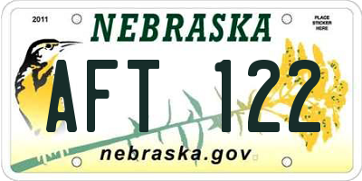 NE license plate AFT122