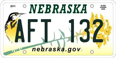 NE license plate AFT132