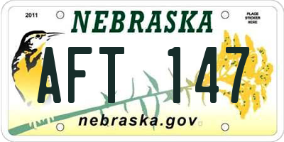 NE license plate AFT147