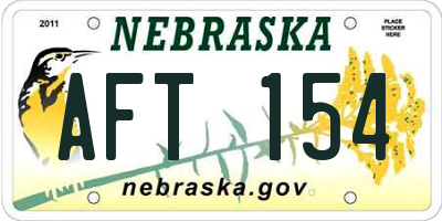 NE license plate AFT154