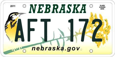 NE license plate AFT172