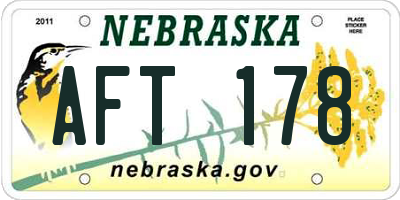 NE license plate AFT178