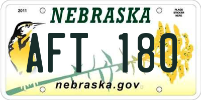 NE license plate AFT180