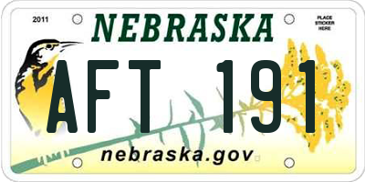 NE license plate AFT191