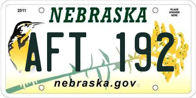 NE license plate AFT192