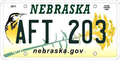 NE license plate AFT203
