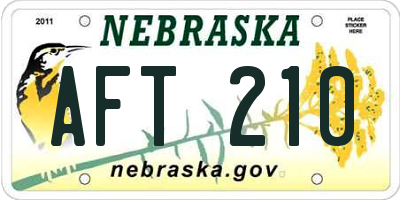 NE license plate AFT210