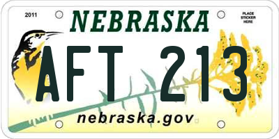 NE license plate AFT213