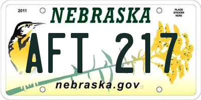 NE license plate AFT217