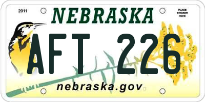 NE license plate AFT226