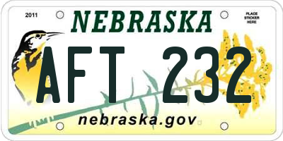 NE license plate AFT232