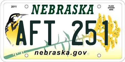 NE license plate AFT251