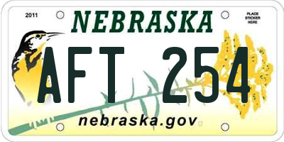 NE license plate AFT254