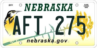 NE license plate AFT275