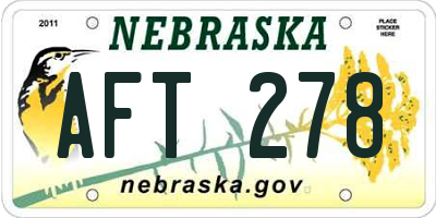 NE license plate AFT278