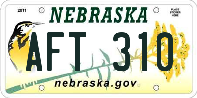 NE license plate AFT310