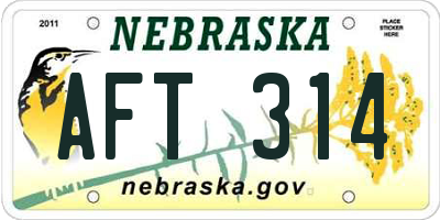 NE license plate AFT314