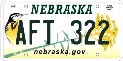 NE license plate AFT322