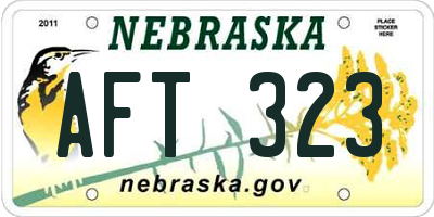 NE license plate AFT323