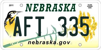 NE license plate AFT335