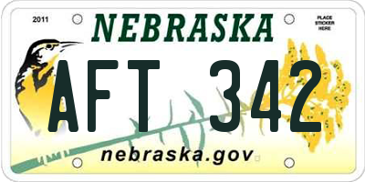 NE license plate AFT342