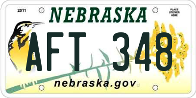NE license plate AFT348