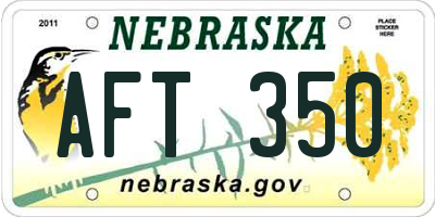 NE license plate AFT350