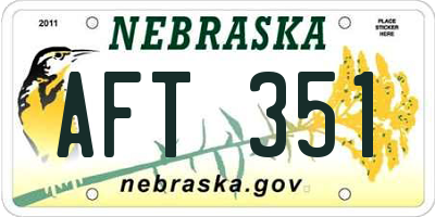 NE license plate AFT351