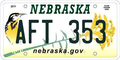 NE license plate AFT353