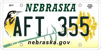 NE license plate AFT355