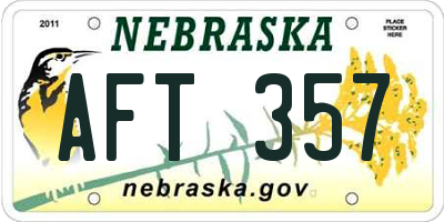 NE license plate AFT357