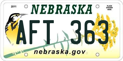 NE license plate AFT363