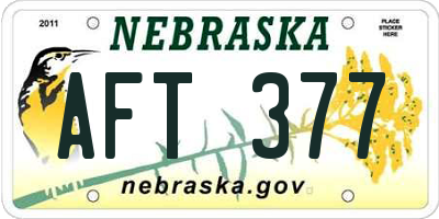NE license plate AFT377