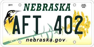 NE license plate AFT402