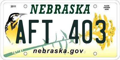 NE license plate AFT403