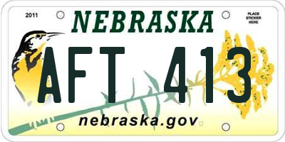 NE license plate AFT413