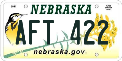 NE license plate AFT422