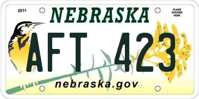 NE license plate AFT423