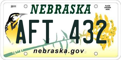 NE license plate AFT432