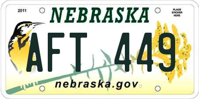 NE license plate AFT449