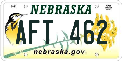 NE license plate AFT462