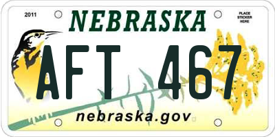 NE license plate AFT467