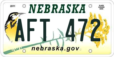 NE license plate AFT472