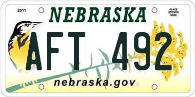 NE license plate AFT492