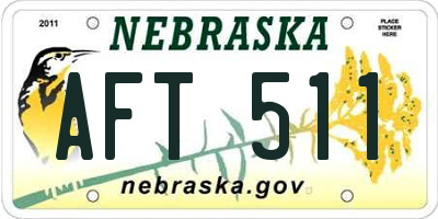 NE license plate AFT511
